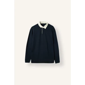 Defacto E6523AXNV146 Lacivert Boxy Fıt Polo Yaka Sweatshirt