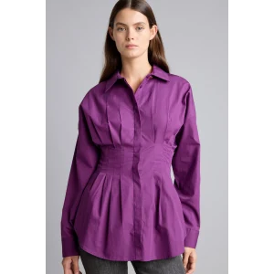 Defacto G8610AXPR201 Mor %100 Pamuk Fıtted Poplin Gömlek