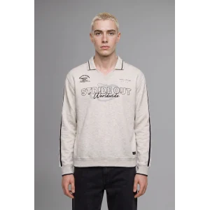 Defacto H4884AXGR369 Gri Boxy Fıt Polo Yaka Baskılı Sweatshırt