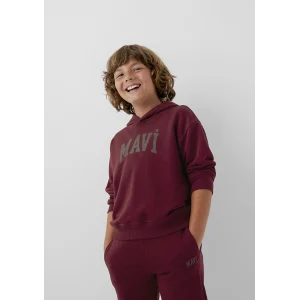 Mavi 6S10143-70394 Mavi Logo Baskılı Kapüşonlu Bordo Sweatshirt