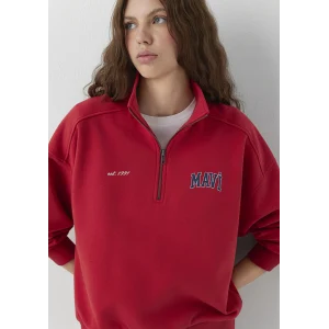 Mavi 1S10373-88631 Mavi Logo Yarı Fermuarlı Kırmızı Sweatshirt