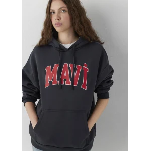Mavi 1600361-70499 Mavi Logo Baskılı Kapüşonlu Antrasit Sweatshirt