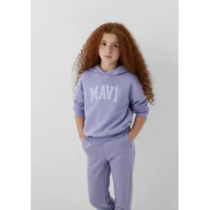 Mavi 7S10147-70557 Mavi Logo Baskılı Kapüşonlu Mor Sweatshirt
