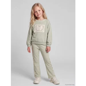 LCW Kids Yeşil Dantel Detaylı Kız Çocuk Taytlı Takım