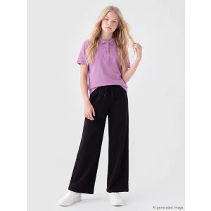 LCW Kids Siyah Kız Çocuk Geniş Paça Eşofman Altı
