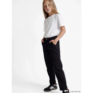 LCW Kids Siyah Regular Fit Kız Çocuk Gabardin Pantolon