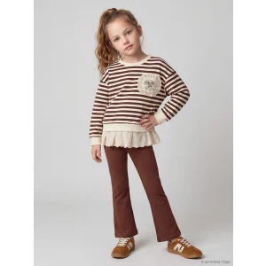 LCW Kids Kahverengi Fırfırlı Kız Çocuk Takım