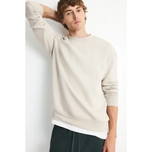 Defacto X8282AZBG672 Bej Boxy Fit Uzun Kollu Pamuklu Bisiklet Yaka İçi Yumuşak Tüylü Baskılı Sweatshirt