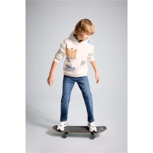 Defacto F0455A8NM34 Mavi Straight Fit Klasik Düz Kesim Jean Pantolon Erkek Çocuk