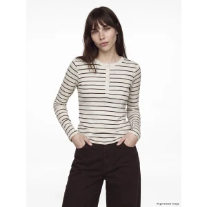 LCW EVERYDAY Kahverengi Bisiklet Yaka Çizgili Kadın Body
