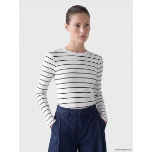 LCW EVERYDAY Ekru Bisiklet Yaka Çizgili Kadın Body