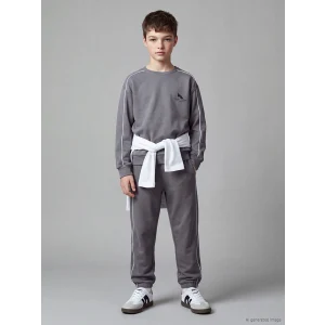 LCW Kids Gri Baskılı Erkek Çocuk Soft Touch Sweatshirt