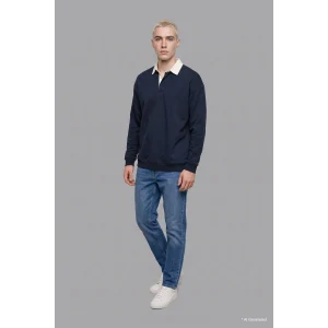 Defacto E6523AXNV146 Lacivert Boxy Fıt Polo Yaka Sweatshirt
