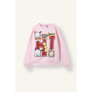 Defacto I5076A8PN633 Pembe Relaxed Fit Bisiklet Yaka Pochacco Baskılı Sweatshirt Kız Çocuk