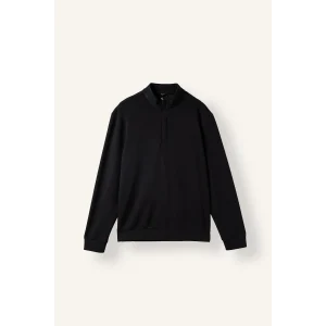 Defacto F2821AXBK81 Siyah Regular Fıt Dik Yaka Yarım Fermuarlı Sweatshirt