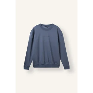 Defacto X8282AZIN87 İndigo Boxy Fıt Bisiklet Yaka Baskılı Sweatshirt