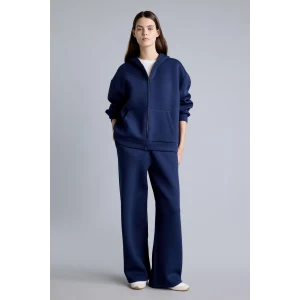 Defacto H0939AXNV241 Lacivert Relaxed Fit Düz Dalgıç Kumaş Geniş Paça Eşofman Altı