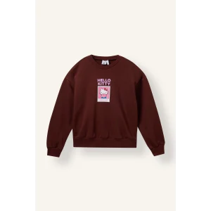 Defacto I5073A8BR162 Bordo Hello Kitty Relaxed Fit Bisiklet Yaka Baskılı Sweatshirt Kız Çocuk