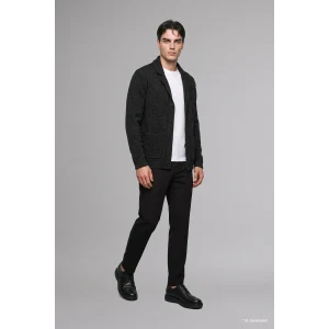 Defacto H8974AXBK81 Siyah Standart Fit Ceket Yaka Cepli Triko Basic Hırka