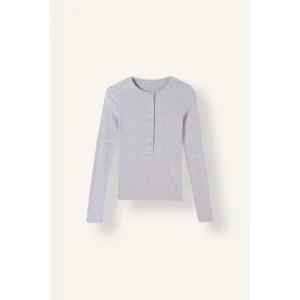Defacto I6397AXGR256 Gri Fitted Fitilli Yarım Düğmeli Henley Yaka Uzun Kollu Basic Tişört