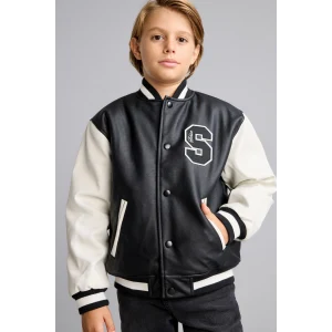 Defacto G9514A8BK27 Siyah Kolej Yaka Bomber Tafta Mont Erkek Çocuk