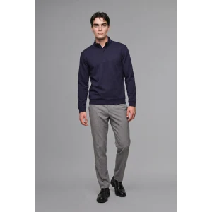 Defacto F2821AXNV246 Lacivert Regular Fıt Dik Yaka Yarım Fermuarlı Sweatshirt