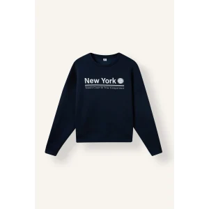 Defacto H4698AXIN187 İndigo Oversize Bisiklet Yaka New York Baskılı Modal Sweatshirt