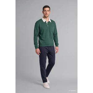 Defacto I3625AXGN149 Yeşil %100 Pamuk Relaxed Fit Kontrast Polo Yaka Cepli İnce Sweatshirt