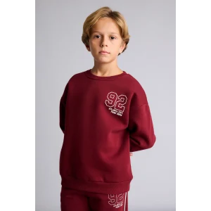 Defacto I6070A8BR248 Bordo Bisiklet Yaka Numara Baskılı İçi Yumuşak Tüylü Kalın Sweatshirt Erkek Çocuk