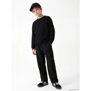LCW Kids Siyah Bisiklet Yaka Erkek Çocuk Sweatshirt