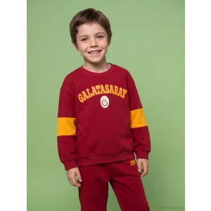 LCW Kids Kırmızı Galatasaray Baskılı Erkek Çocuk Kalın Sweatshirt