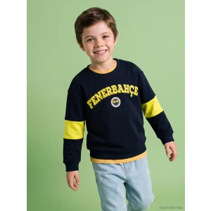LCW Kids Lacivert Fenerbahçe Baskılı Erkek Çocuk Kalın Sweatshirt