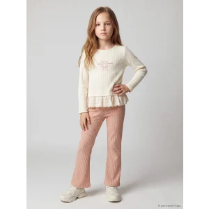 LCW Kids Ekru Bisiklet Yaka Kız Çocuk Takım