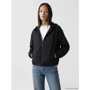 LCW EVERYDAY Siyah Kapüşonlu Oversize Kadın Yağmurluk