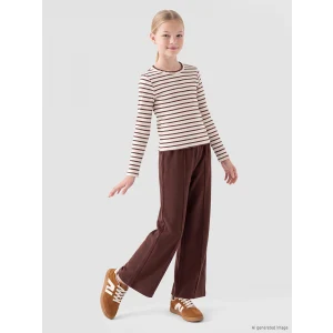LCW Kids Bordo Beli Lastikli Geniş Paça Kız Çocuk Eşofman Altı