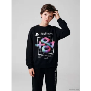 LCW Kids Siyah PlayStation Lisanslı Erkek Çocuk Sweatshirt