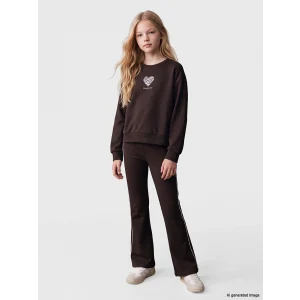 LCW Kids Kahverengi Baskılı ve Şeritli Kız Çocuk Soft Touch Eşofman Takım