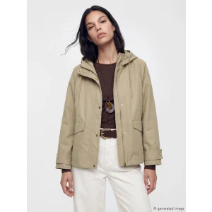 LCW Vision Haki Kapüşonlu Oversize Kadın Yağmurluk