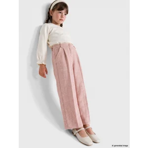 LCW Kids Pembe Beli Lastikli Kız Çocuk Gabardin Pantolon