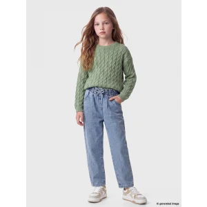 LCW Kids İndigo Beli Lastikli Straight Fit Kız Çocuk Jean Pantolon