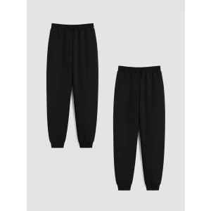 LCW Kids Siyah Kız Çocuk Jogger Eşofman Altı 2li Takım