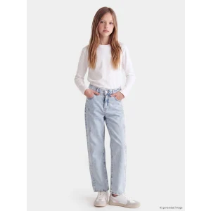 LCW Kids Mavi Straight Fit Taş İşlemeli Kız Çocuk Jean Pantolon