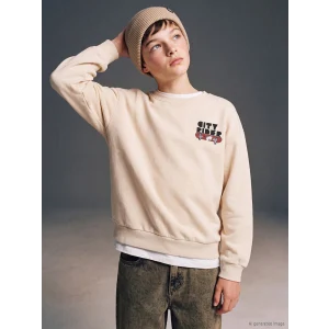 LCW Kids Bej Baskılı Erkek Çocuk Kalın Sweatshirt