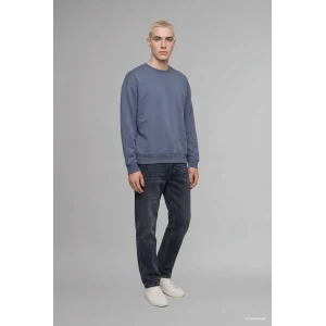 Defacto X8282AZIN87 İndigo Boxy Fit Uzun Kollu Pamuklu Bisiklet Yaka İçi Yumuşak Tüylü Baskılı Sweatshirt