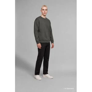 Defacto X8282AZKH398 Haki Boxy Fıt Bisiklet Yaka Baskılı Uzun Kollu Sweatshırt