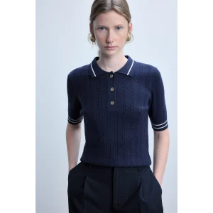 Defacto D9007AXNV131 Lacivert Kısa Kollu Fitilli Polo Yaka Basic Kazak