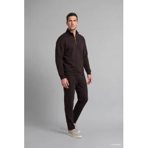 Defacto X7405AZBN337 Kahve Regular Fit Dik Yaka Yarım Fermuarlı Basic Sweatshirt