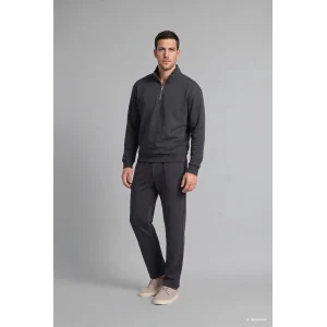 Defacto X7405AZAR9 Antrasit Regular Fit Dik Yaka Yarım Fermuarlı Basic Sweatshirt