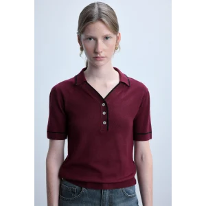 Defacto G9226AXBR506 Bordo Ultra Yumuşak Regular Fıt Polo Yaka Kısa Kollu Tişört