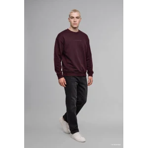 Defacto X8282AZBR150 Bordo Boxy Fit Uzun Kollu Pamuklu Bisiklet Yaka İçi Yumuşak Tüylü Baskılı Sweatshirt